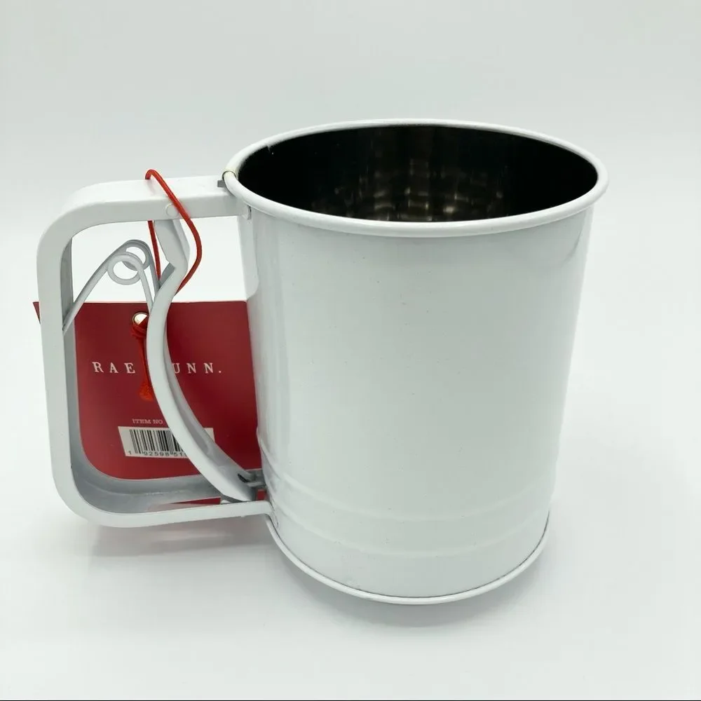 Rae Dunn Nice 3 Cup Flour Sifter White Red Christmas NWT New